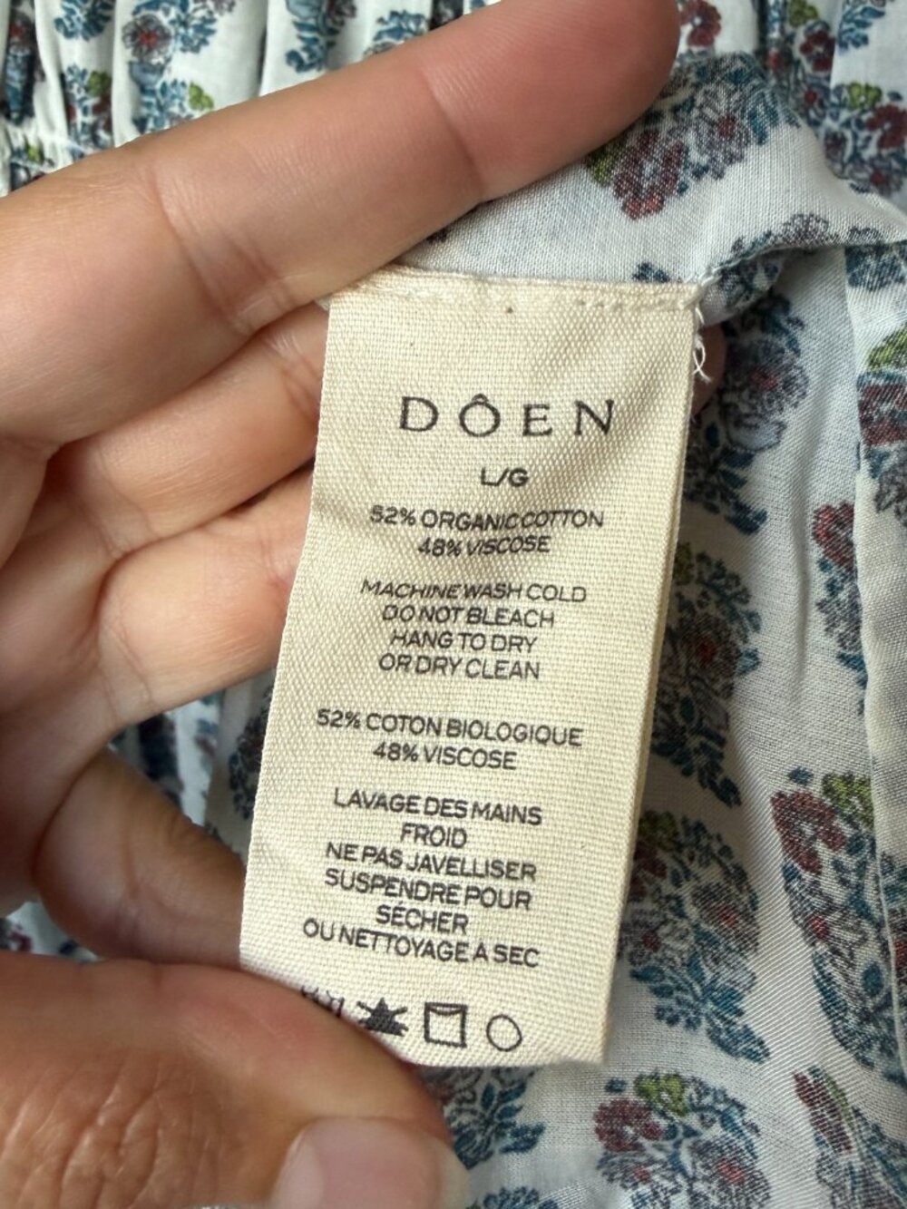 DÔEN Ischia Shirred Floral Midi Dress in Sea Salt Paisley Size L - Picture 6 of 7